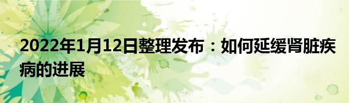 2022年1月12日整理發(fā)布：如何延緩腎臟疾病的進(jìn)展