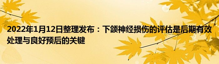 2022年1月12日整理發(fā)布：下頜神經(jīng)損傷的評估是后期有效處理與良好預(yù)后的關(guān)鍵