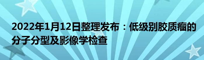 2022年1月12日整理發(fā)布：低級別膠質瘤的分子分型及影像學檢查