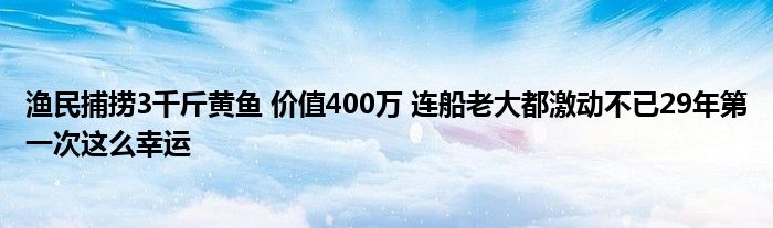 漁民捕撈3千斤黃魚 價(jià)值400萬(wàn) 連船老大都激動(dòng)不已29年第一次這么幸運(yùn)