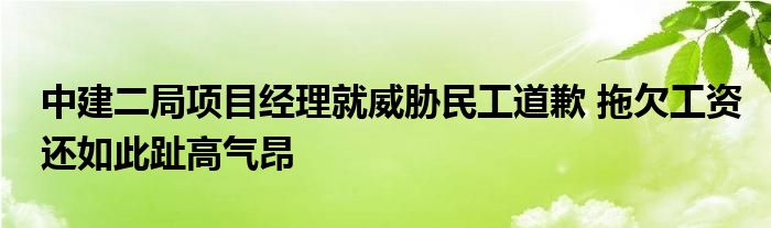 中建二局項(xiàng)目經(jīng)理就威脅民工道歉 拖欠工資還如此趾高氣昂