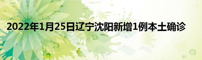 2022年1月25日遼寧沈陽新增1例本土確診