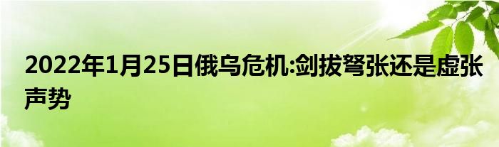 2022年1月25日俄烏危機:劍拔弩張還是虛張聲勢