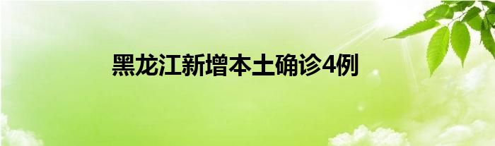 黑龍江新增本土確診4例