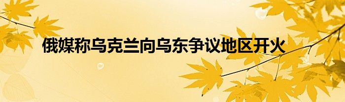 俄媒稱烏克蘭向烏東爭議地區(qū)開火