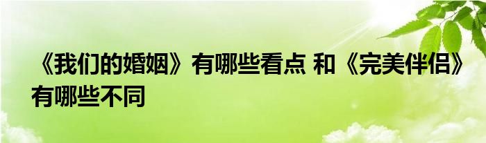 《我們的婚姻》有哪些看點(diǎn) 和《完美伴侶》有哪些不同