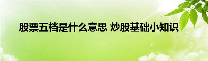 股票五檔是什么意思 炒股基礎(chǔ)小知識