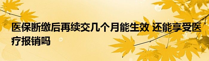 醫(yī)保斷繳后再續(xù)交幾個月能生效 還能享受醫(yī)療報銷嗎