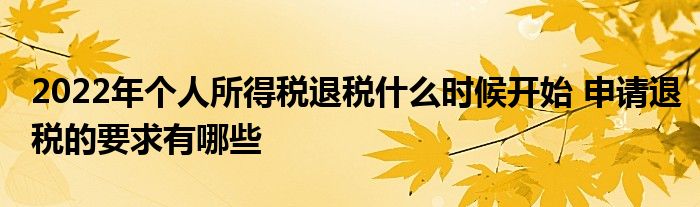 2022年個(gè)人所得稅退稅什么時(shí)候開(kāi)始 申請(qǐng)退稅的要求有哪些