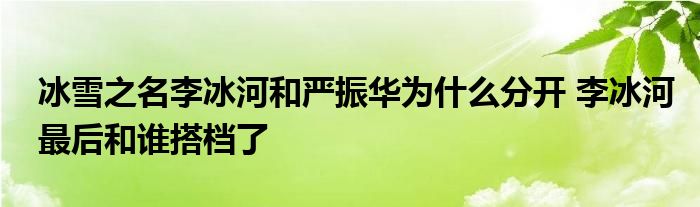 冰雪之名李冰河和嚴振華為什么分開 李冰河最后和誰搭檔了