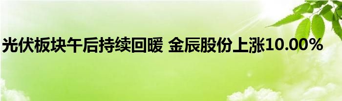 光伏板塊午后持續(xù)回暖 金辰股份上漲10.00%