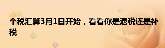 個稅匯算3月1日開始，看看你是退稅還是補(bǔ)稅