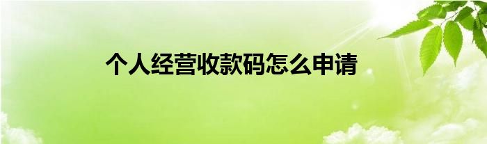 個(gè)人經(jīng)營(yíng)收款碼怎么申請(qǐng)