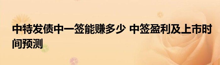 中特發(fā)債中一簽?zāi)苜嵍嗌?中簽盈利及上市時間預(yù)測