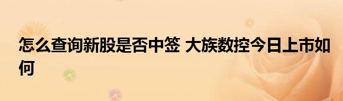 怎么查詢新股是否中簽 大族數(shù)控今日上市如何