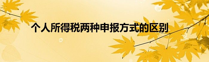 個人所得稅兩種申報方式的區(qū)別