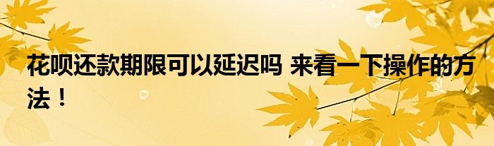 花唄還款期限可以延遲嗎 來看一下操作的方法！