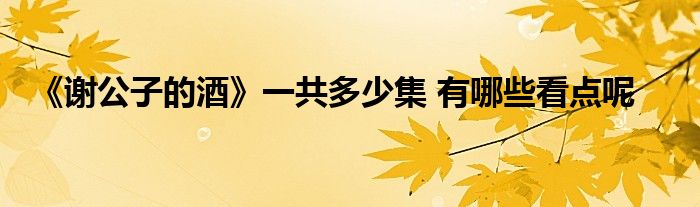 《謝公子的酒》一共多少集 有哪些看點呢