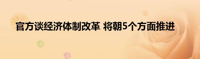 官方談經(jīng)濟(jì)體制改革 將朝5個(gè)方面推進(jìn)