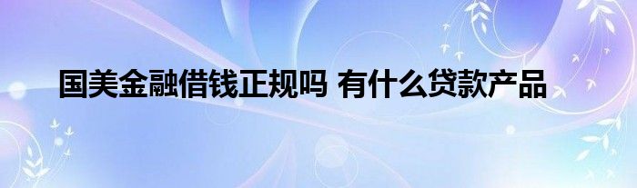 國美金融借錢正規(guī)嗎 有什么貸款產品