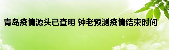 青島疫情源頭已查明 鐘老預(yù)測疫情結(jié)束時間