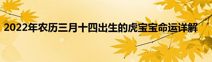 2022年農(nóng)歷三月十四出生的虎寶寶命運詳解