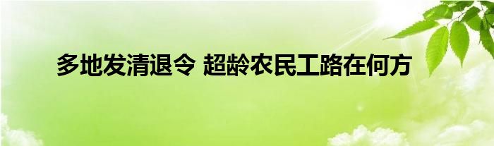 多地發(fā)清退令 超齡農(nóng)民工路在何方