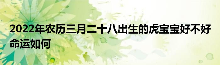 2022年農(nóng)歷三月二十八出生的虎寶寶好不好 命運(yùn)如何