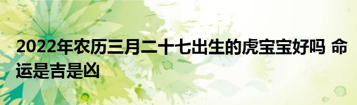 2022年農(nóng)歷三月二十七出生的虎寶寶好嗎 命運(yùn)是吉是兇