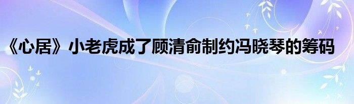 《心居》小老虎成了顧清俞制約馮曉琴的籌碼