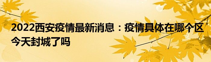 2022西安疫情最新消息：疫情具體在哪個(gè)區(qū)今天封城了嗎