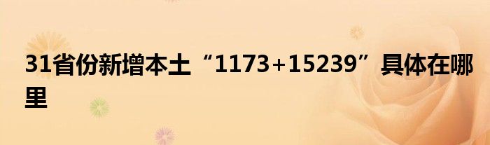 31省份新增本土“1173+15239”具體在哪里