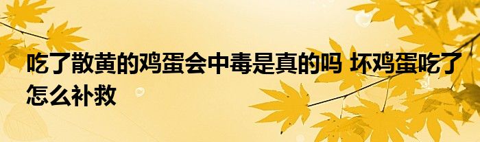 吃了散黃的雞蛋會中毒是真的嗎 壞雞蛋吃了怎么補(bǔ)救