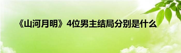 《山河月明》4位男主結(jié)局分別是什么