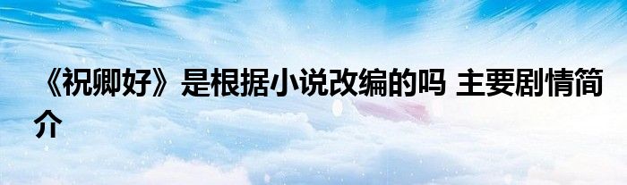 《祝卿好》是根據(jù)小說(shuō)改編的嗎 主要?jiǎng)∏楹?jiǎn)介