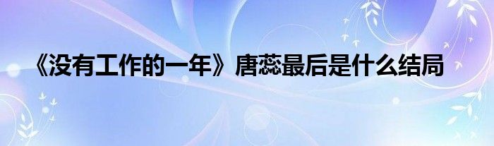 《沒(méi)有工作的一年》唐蕊最后是什么結(jié)局