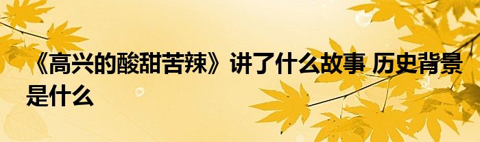 《高興的酸甜苦辣》講了什么故事 歷史背景是什么