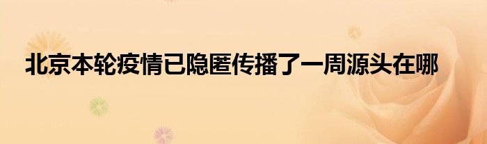 北京本輪疫情已隱匿傳播了一周源頭在哪