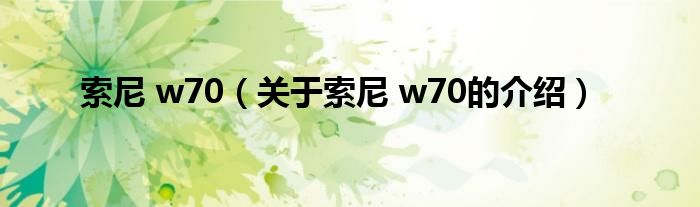 索尼 w70（關(guān)于索尼 w70的介紹）