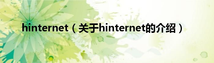 hinternet（關于hinternet的介紹）