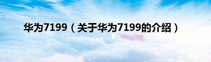 華為7199（關(guān)于華為7199的介紹）