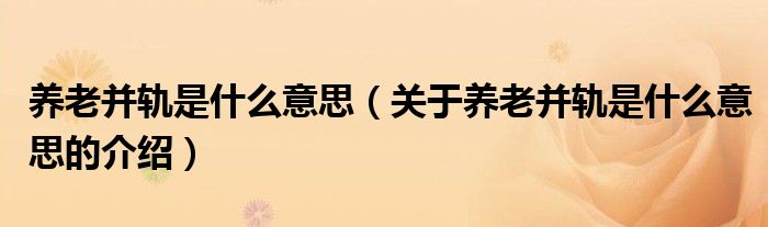 養(yǎng)老并軌是什么意思（關于養(yǎng)老并軌是什么意思的介紹）