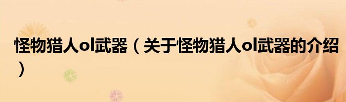 怪物獵人ol武器（關(guān)于怪物獵人ol武器的介紹）