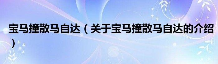 寶馬撞散馬自達（關(guān)于寶馬撞散馬自達的介紹）