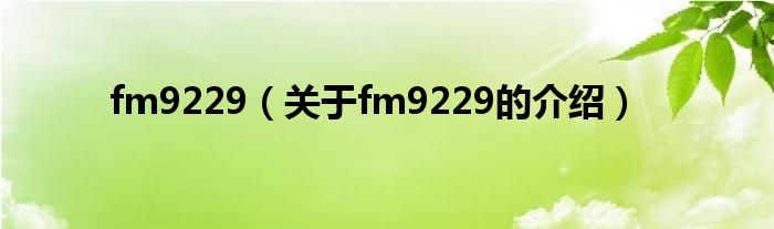 fm9229（關(guān)于fm9229的介紹）