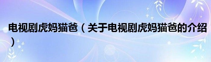 電視劇虎媽貓爸（關(guān)于電視劇虎媽貓爸的介紹）