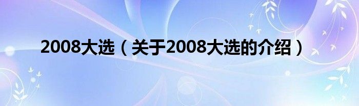 2008大選（關(guān)于2008大選的介紹）