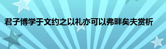 君子博學(xué)于文約之以禮亦可以弗畔矣夫賞析