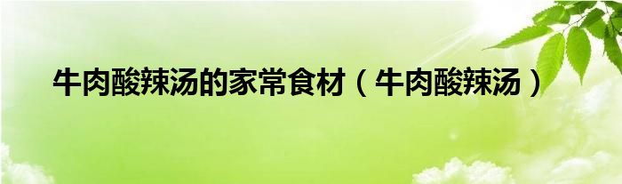 牛肉酸辣湯的家常食材（牛肉酸辣湯）