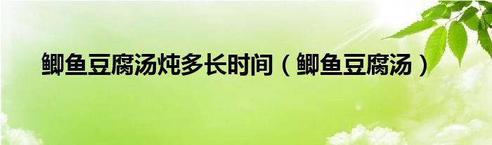 鯽魚(yú)豆腐湯燉多長(zhǎng)時(shí)間（鯽魚(yú)豆腐湯）